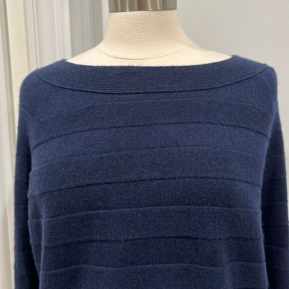 J CASHMERE 100% Pure Cashmere Horizontal Rib Boatneck Raglan Sweater Size Large - Picture 5 of 16